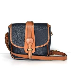 Vintage Dooney and Bourke Leather Equestrian Flap Binocular Crossbody Bag R56